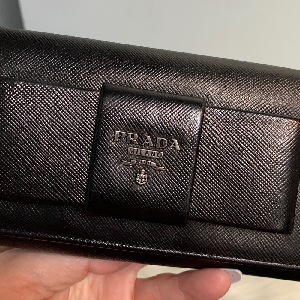 Authentic Prada leather saffiano long wallet dyed black - Picture 5 of 17
